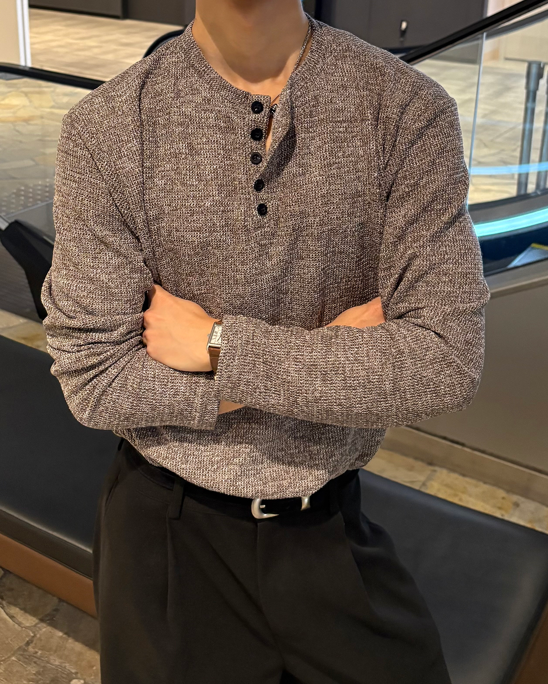 ヘンリーネックロングTシャツ WG0259