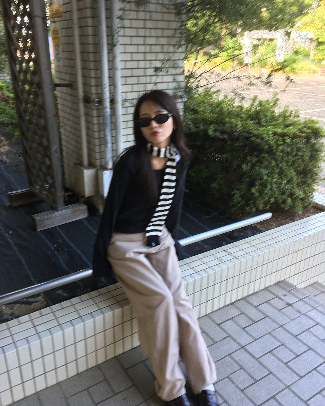 ストライプニットマフラー AN0007