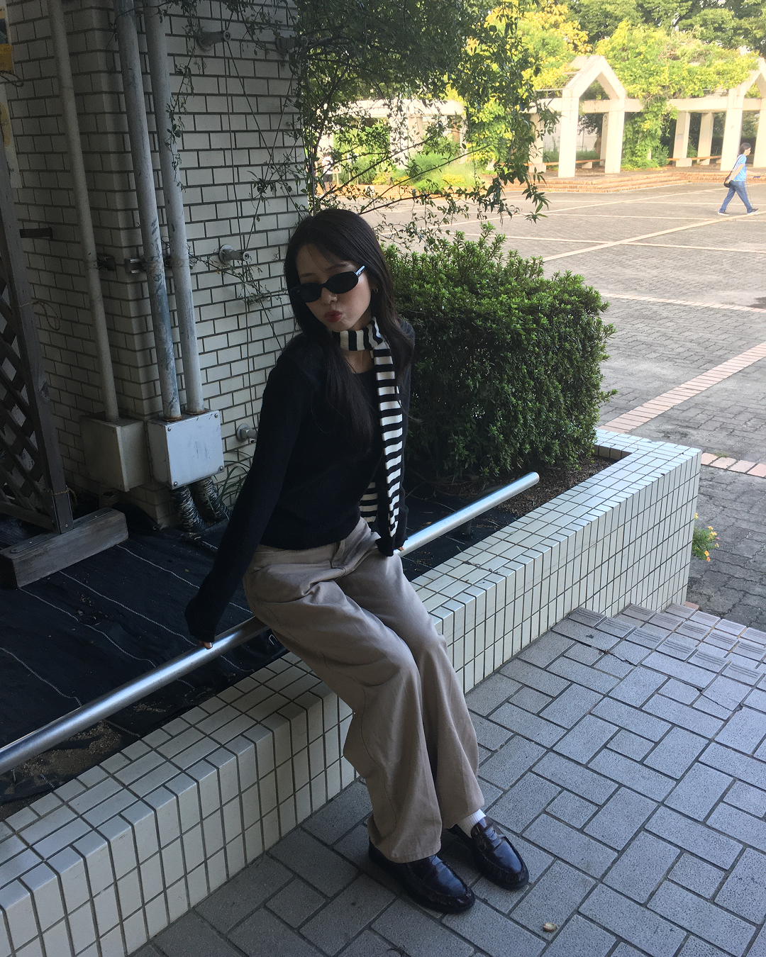 ストライプニットマフラー AN0007