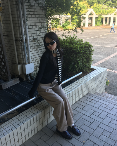 ストライプニットマフラー AN0007