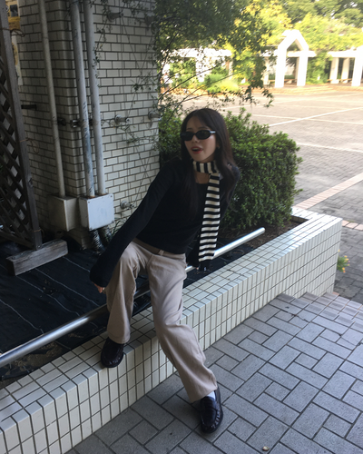 ストライプニットマフラー AN0007
