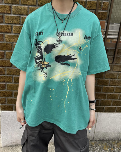 ヴィンテージアートグラフィックTシャツ KM7184