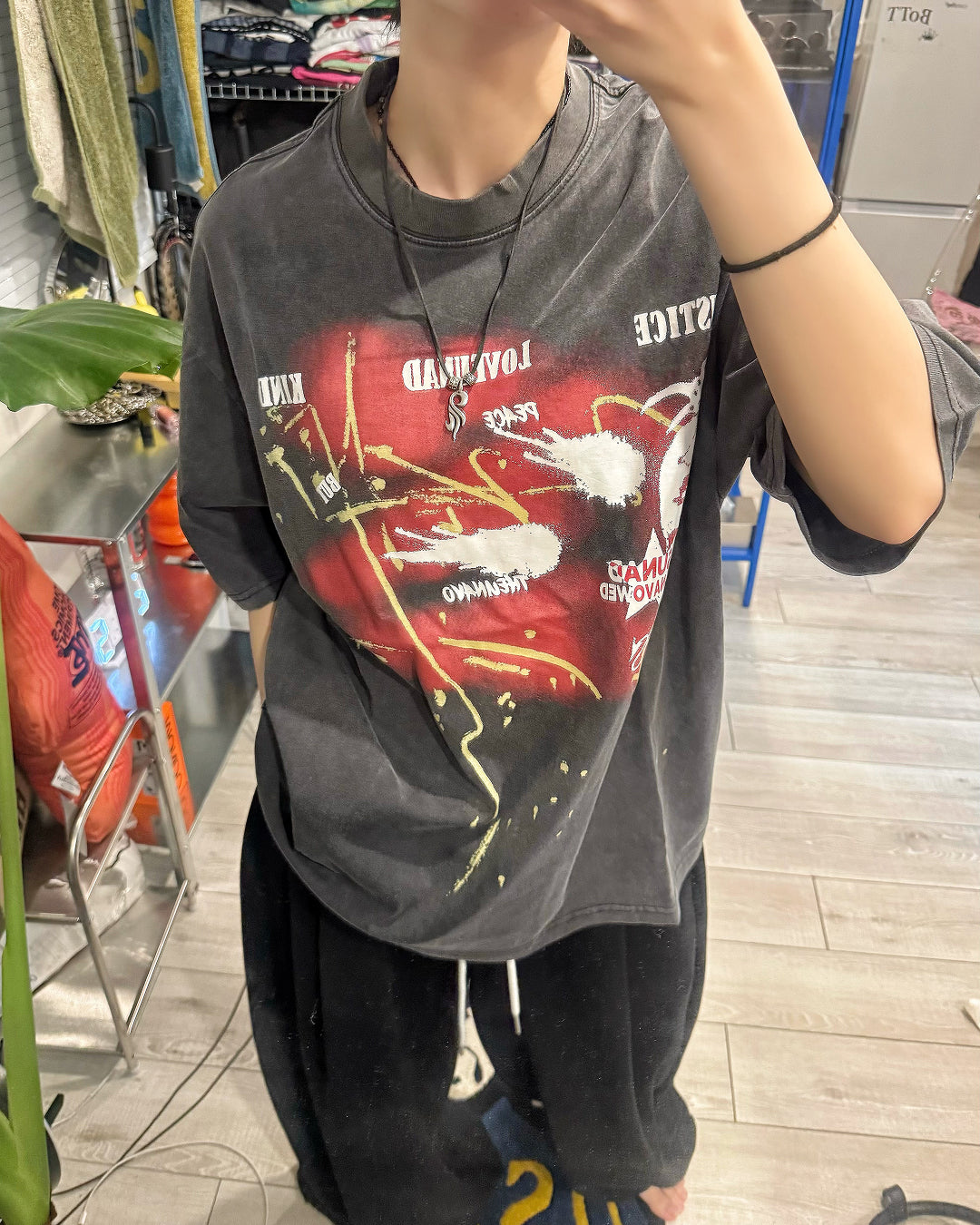 ヴィンテージアートグラフィックTシャツ KM7184