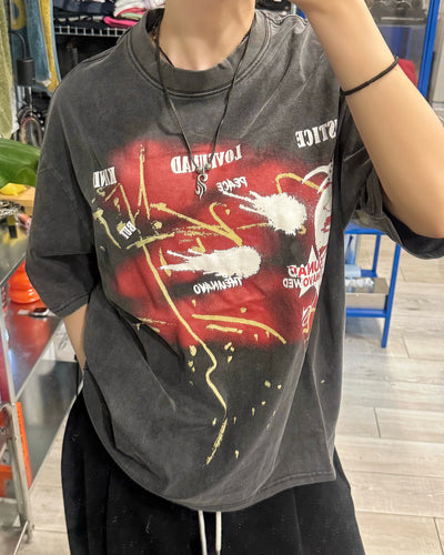 ヴィンテージアートグラフィックTシャツ KM7184