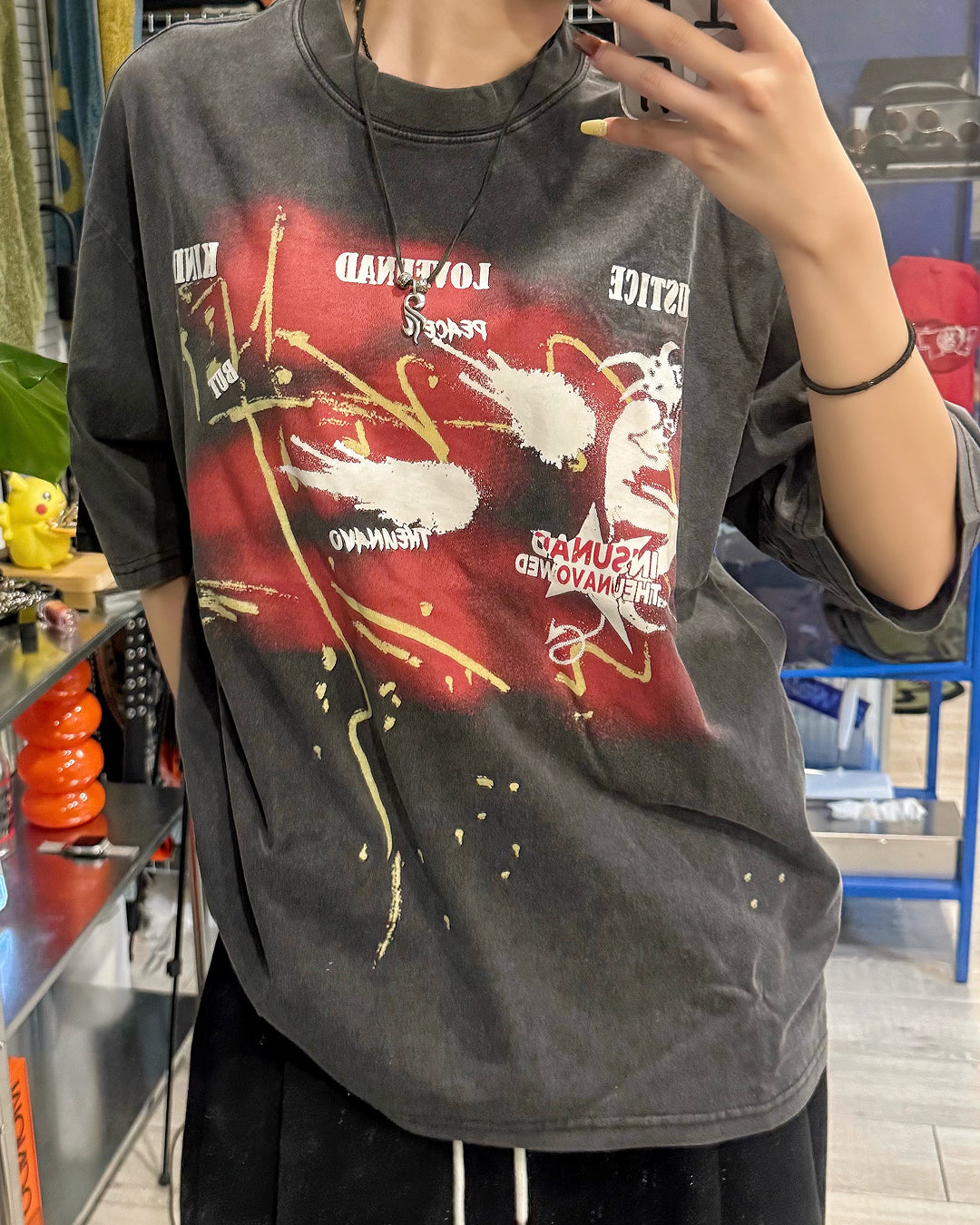 ヴィンテージアートグラフィックTシャツ KM7184