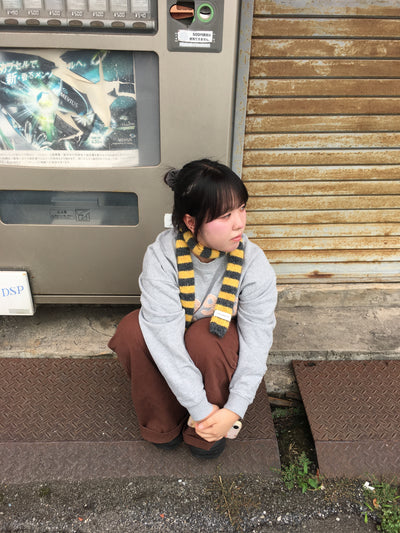 ボーダーロングニットストール QY0029