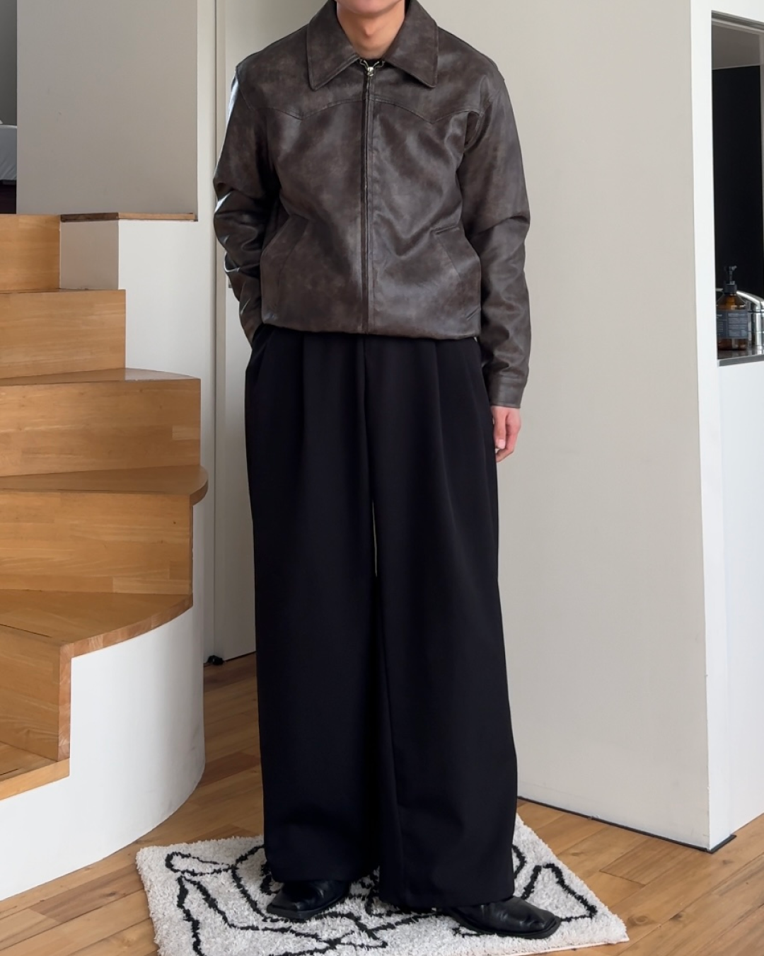 TOUJOURS トゥジュー 千鳥格子 レザーパッチ ジャケット SIZE1 【公式 TOUJOURS トゥジュー 千鳥格子 レザーパッチ ジャケット SIZE1 【公式