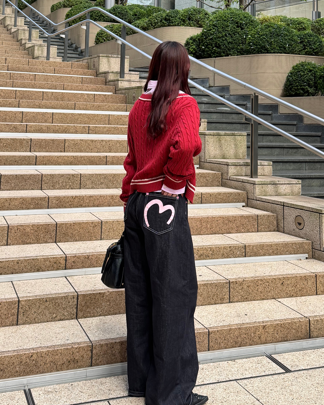 バッグハートペイントデニムパンツ BB0041