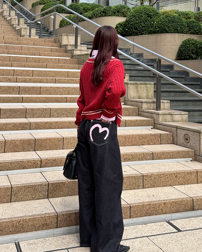 バッグハートペイントデニムパンツ BB0041