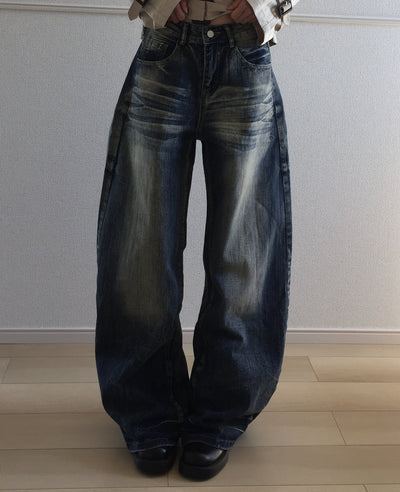 レトロウォッシュ加工デニムパンツ SO0021