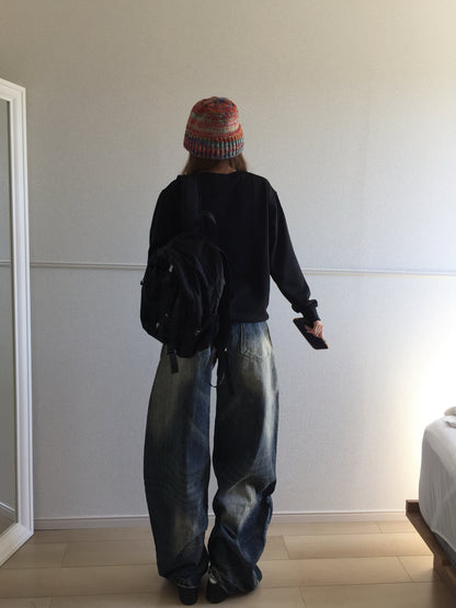 レトロウォッシュ加工デニムパンツ SO0021