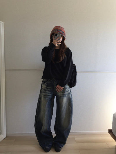 レトロウォッシュ加工デニムパンツ SO0021