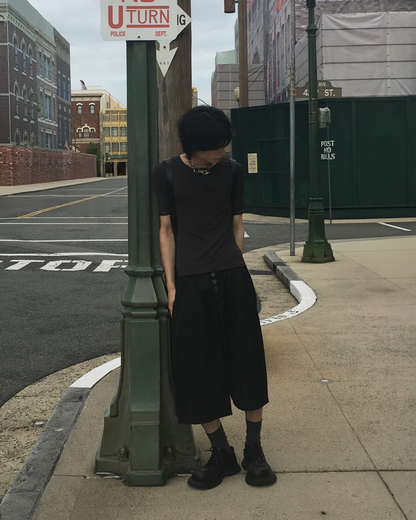 ハイウエストブレストワイドレッグクロップドパンツ CC0031