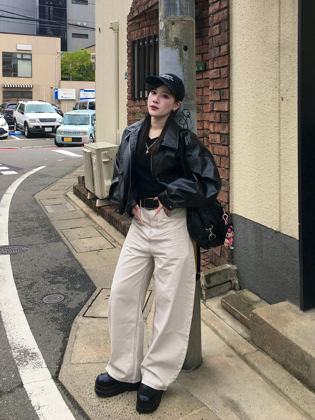 ルーズワイドレッグカジュアルモップパンツYN0105