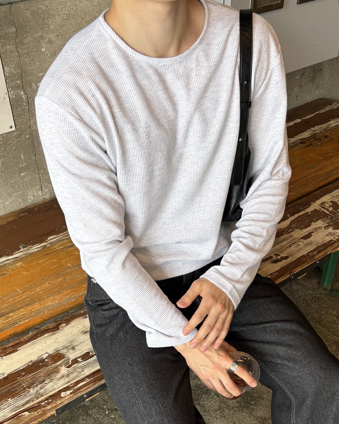 ルーズフィットワッフルロングTシャツ IK0287