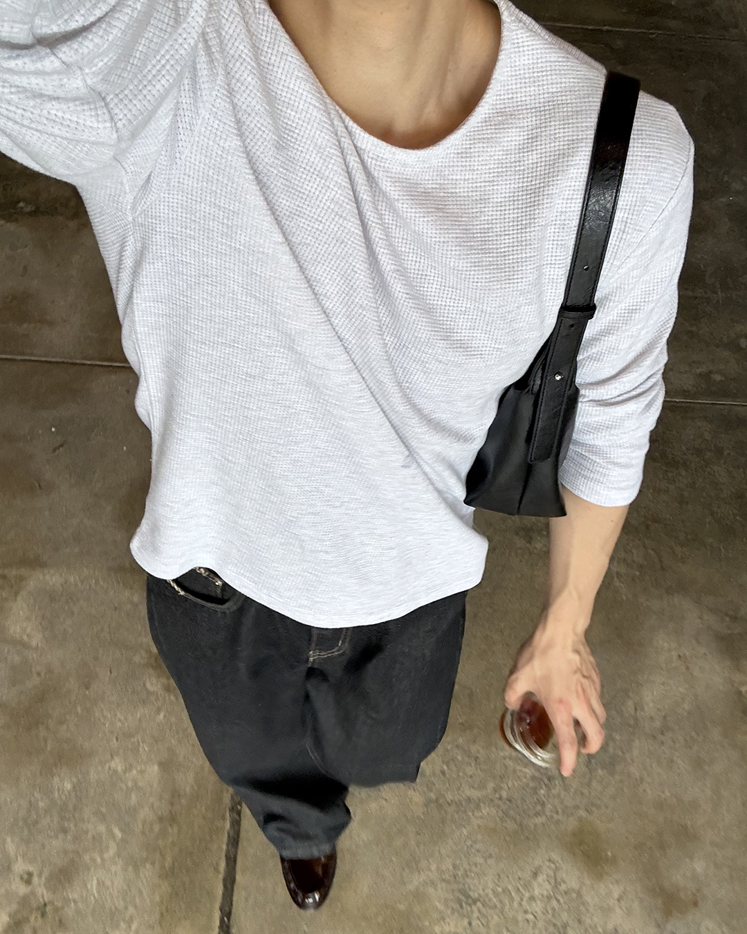 ルーズフィットワッフルロングTシャツ IK0287