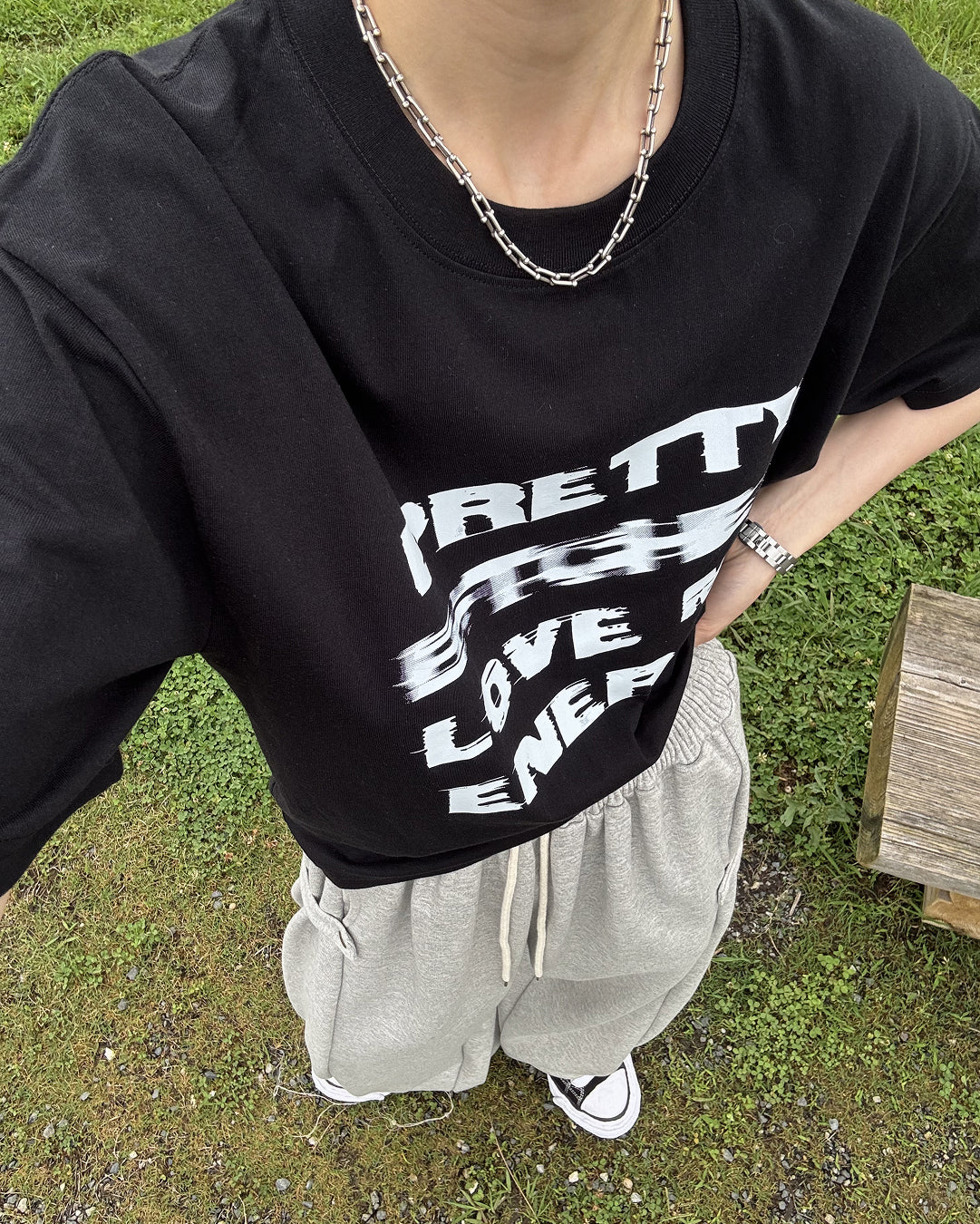 グリッチロゴプリントTシャツ SY0017