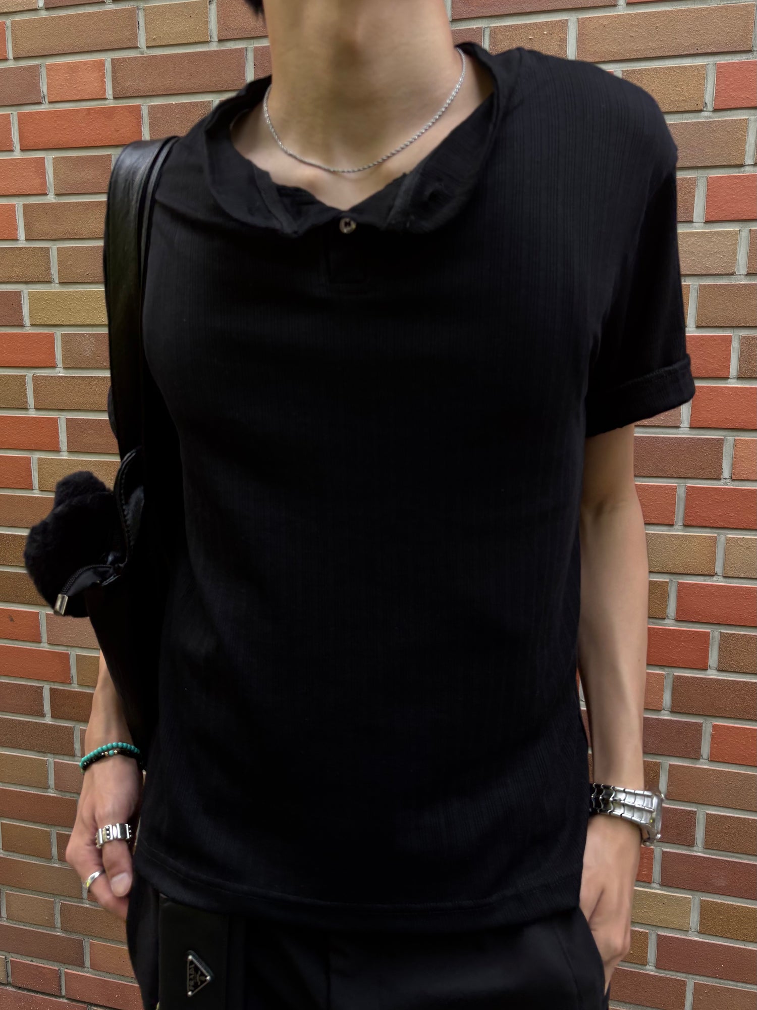 サマーワッフルヘンリーTシャツ HS0183
