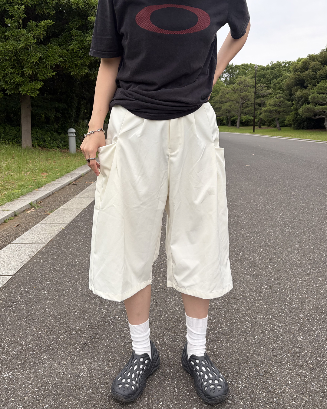 ビッグポケットワイドレッグハーフパンツ WF0013