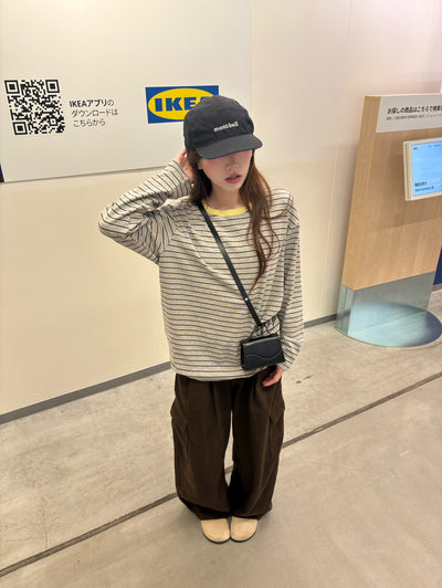 コントラストカラーストライプロングシャツ IR0018