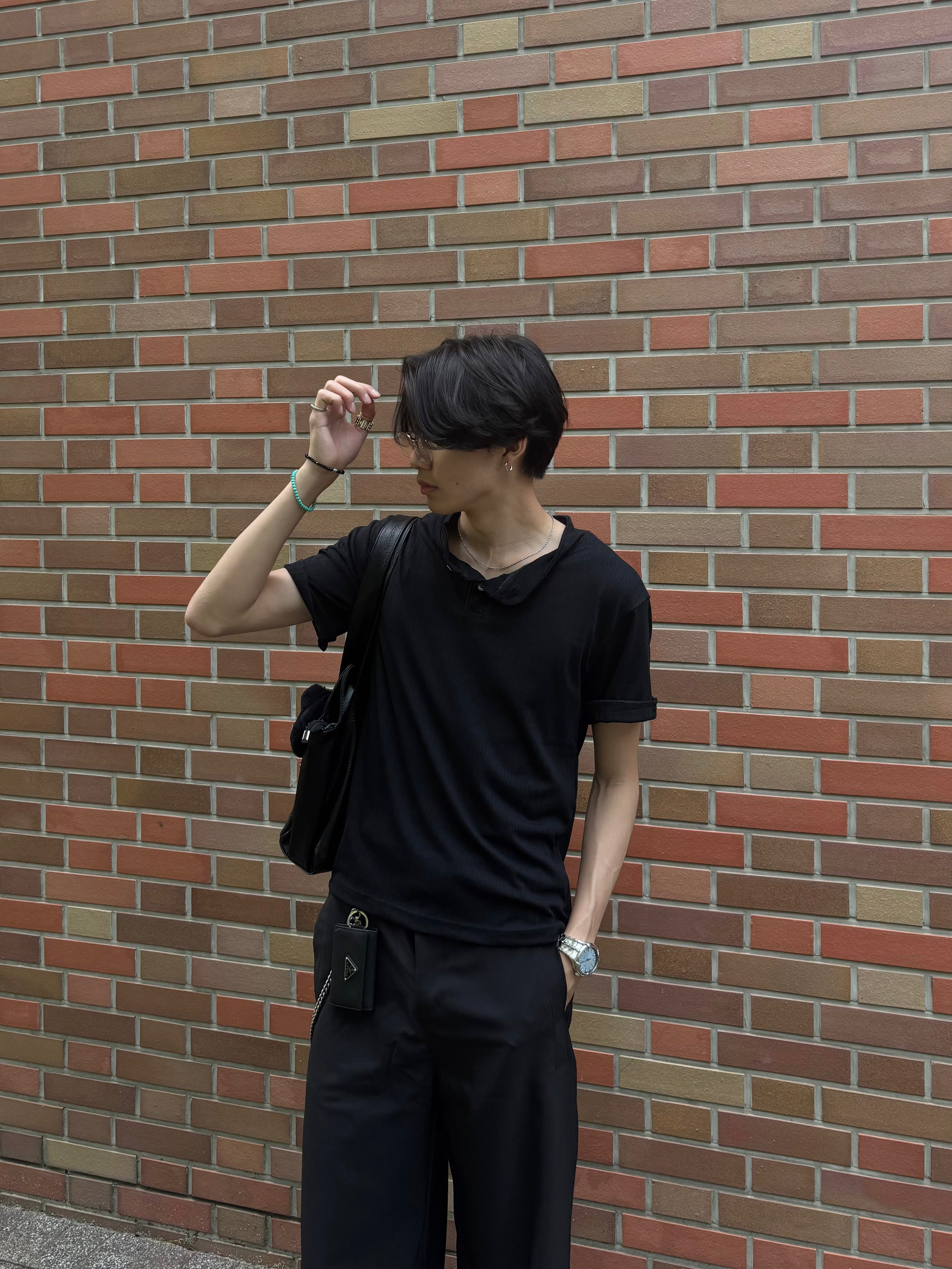 サマーワッフルヘンリーTシャツ HS0183