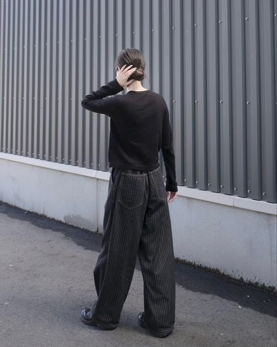 【即納】ピンストライプワイドパンツ SR0169