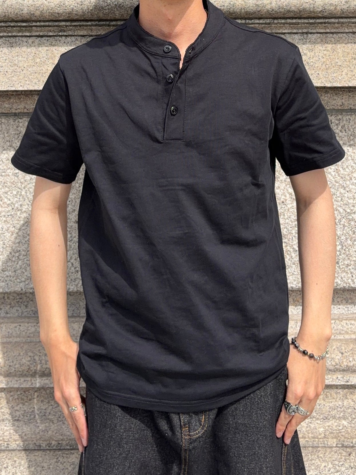 ワッフルヘンリーネックTシャツ TK0146