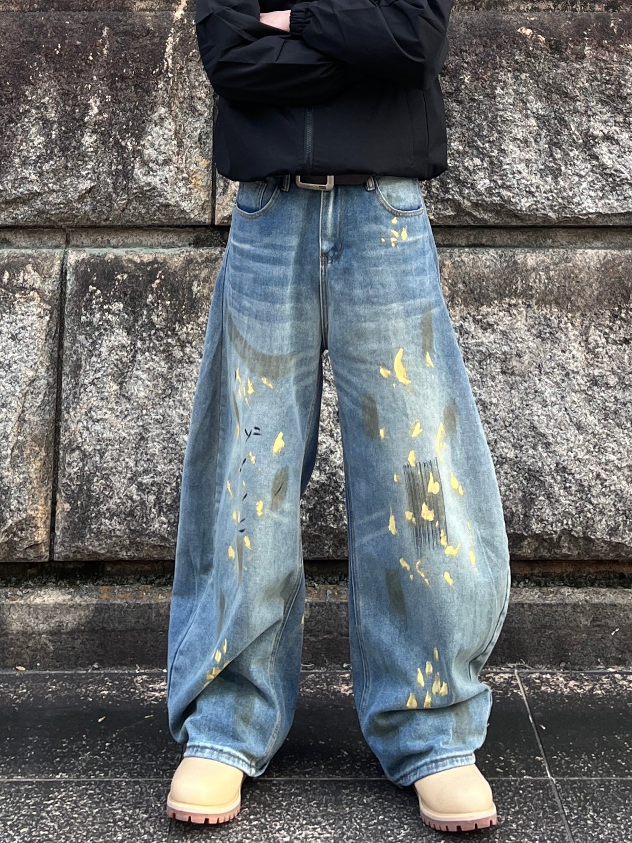 ペイントバルーンカーブデニムパンツ TK0001