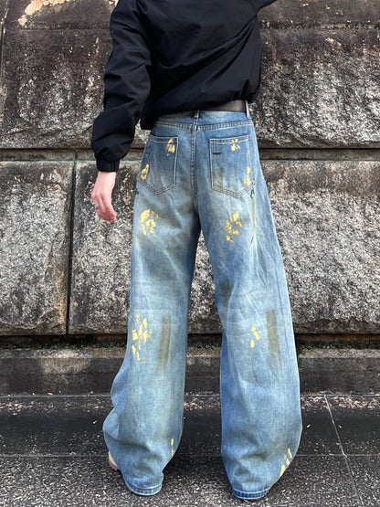 ペイントバルーンカーブデニムパンツ TK0001