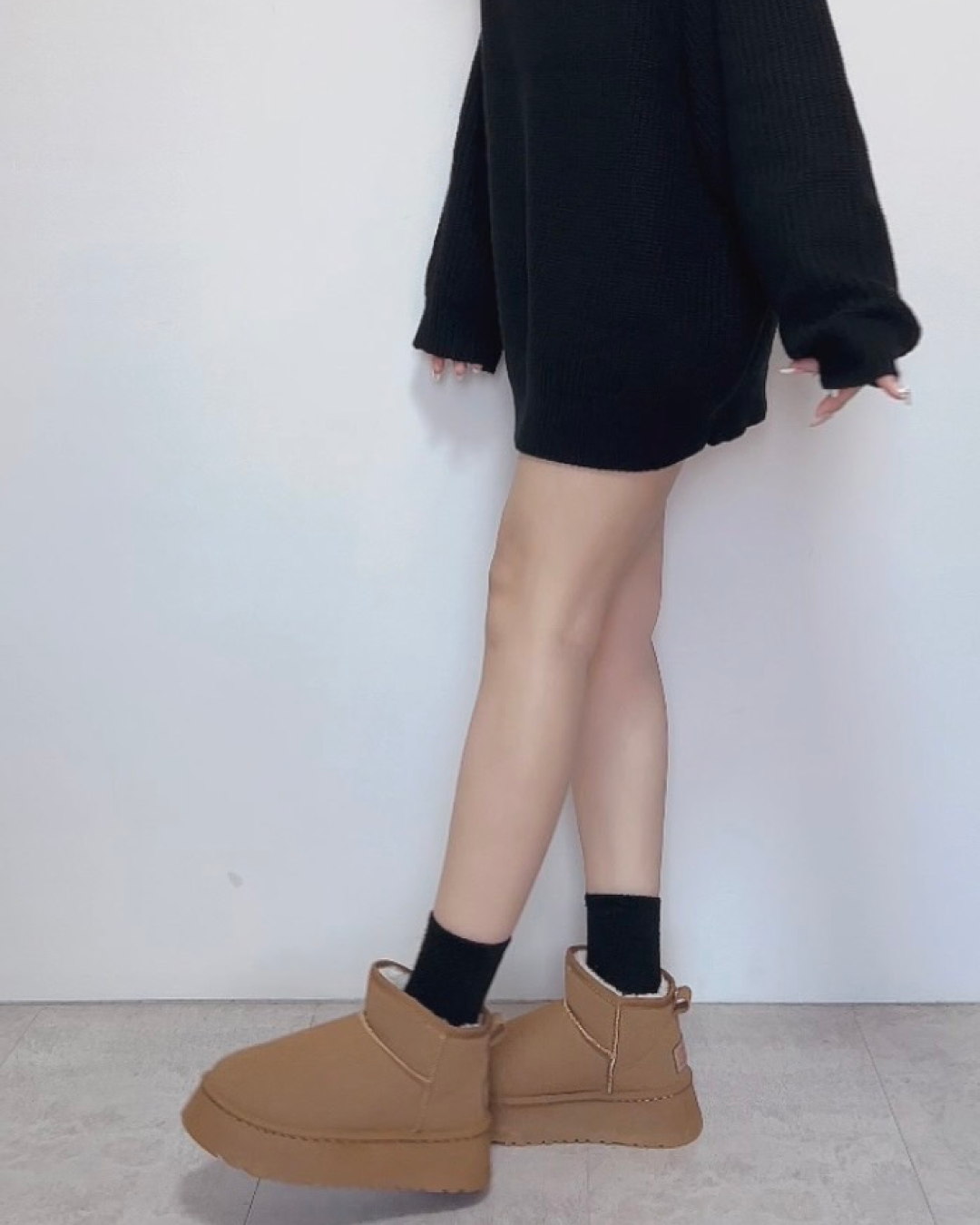 Thick-soled short mouton boots J0001