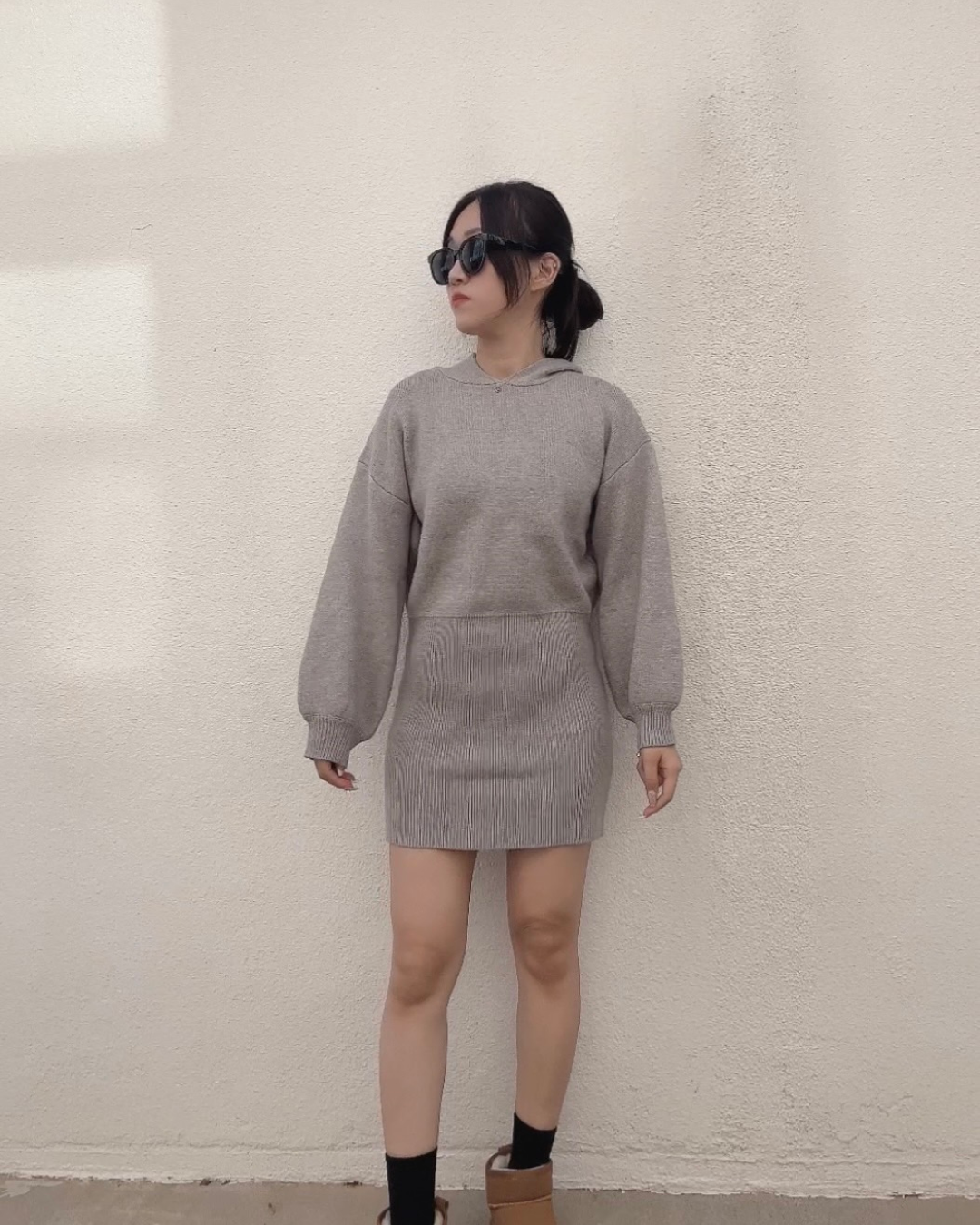 French knit short dress J0007