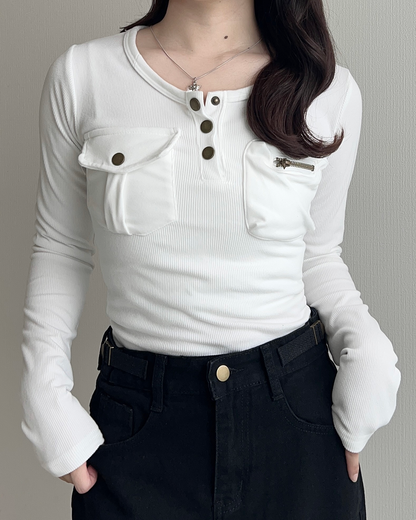 スリムフィットヘンリーTシャツ JN0008