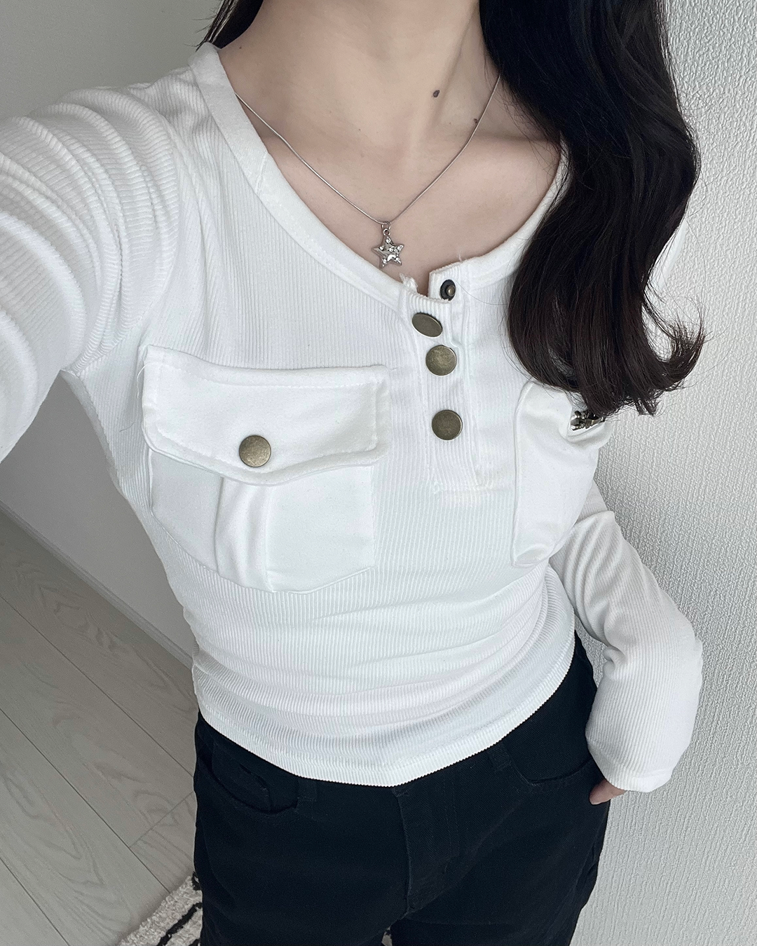 スリムフィットヘンリーTシャツ JN0008