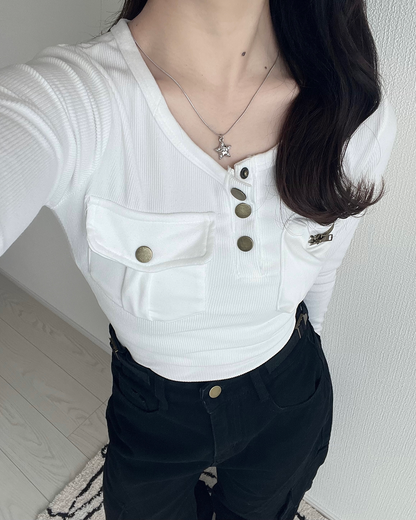 スリムフィットヘンリーTシャツ JN0008