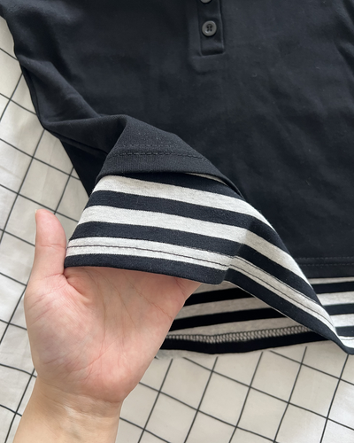 コントラストカラーストライプ長袖TシャツJN0014