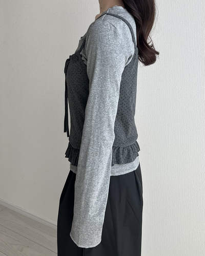 ドットキャミセットアップトップス JN0044