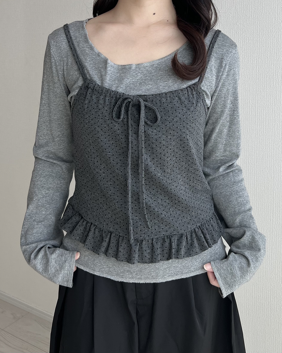 ドットキャミセットアップトップス JN0044