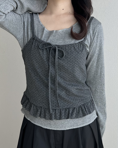 ドットキャミセットアップトップス JN0044