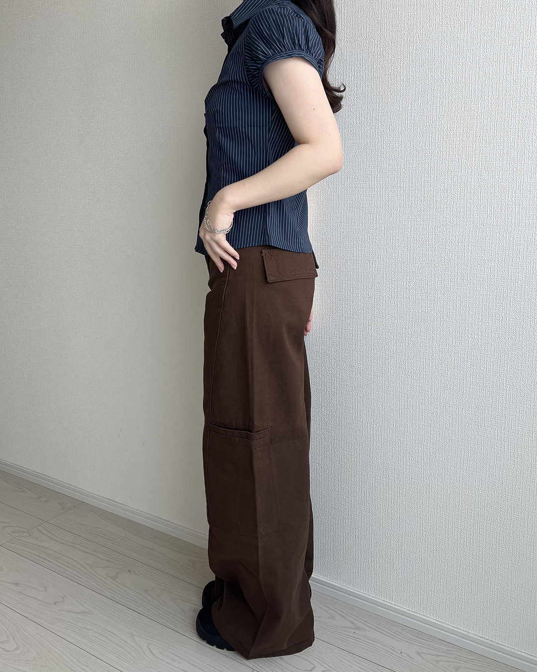 ブラウンドレープワイドレッグパンツ JN0059