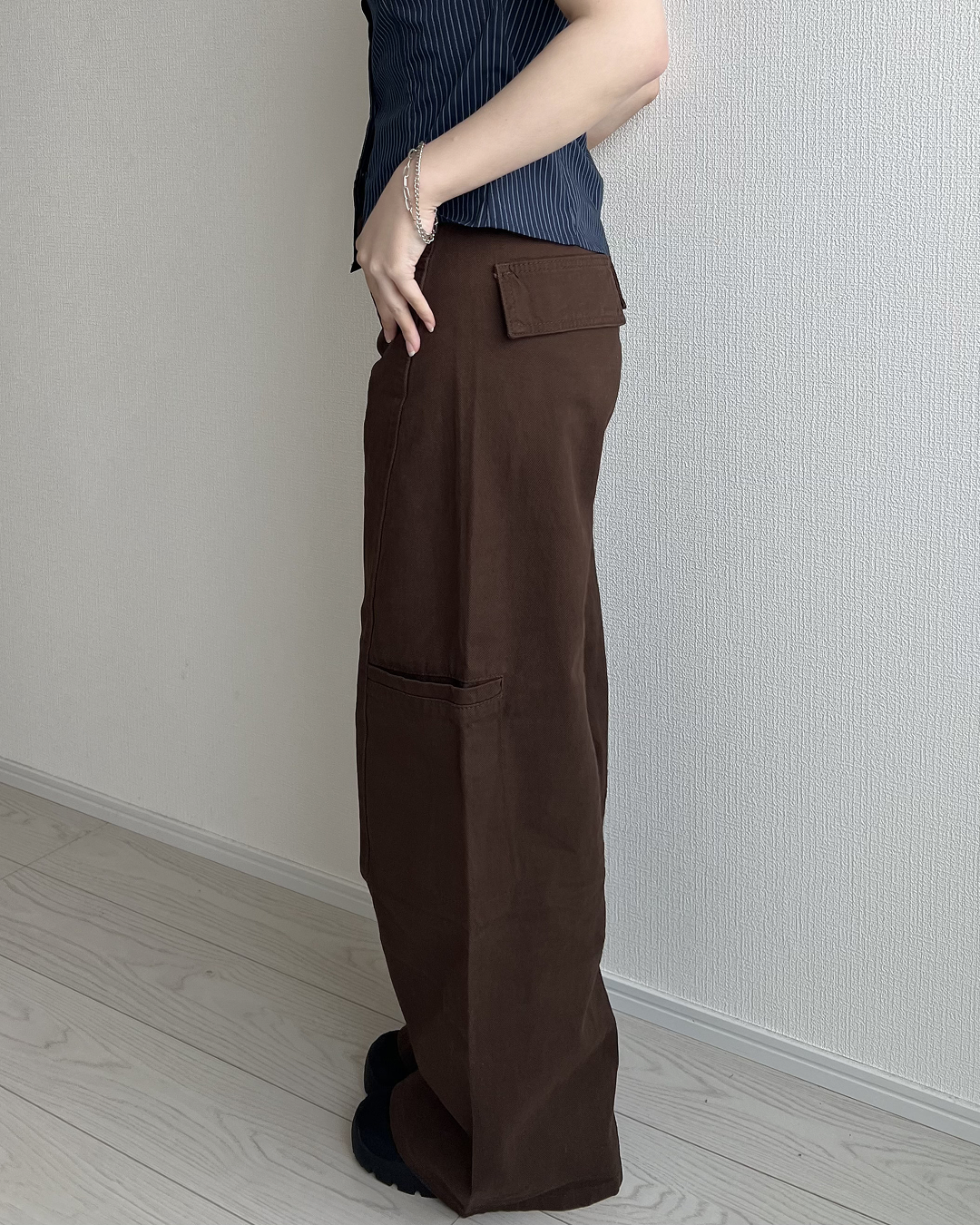ブラウンドレープワイドレッグパンツ JN0059