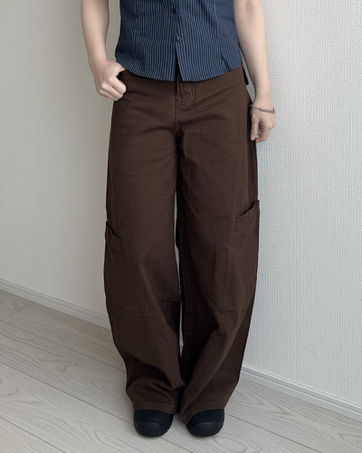 ブラウンドレープワイドレッグパンツ JN0059