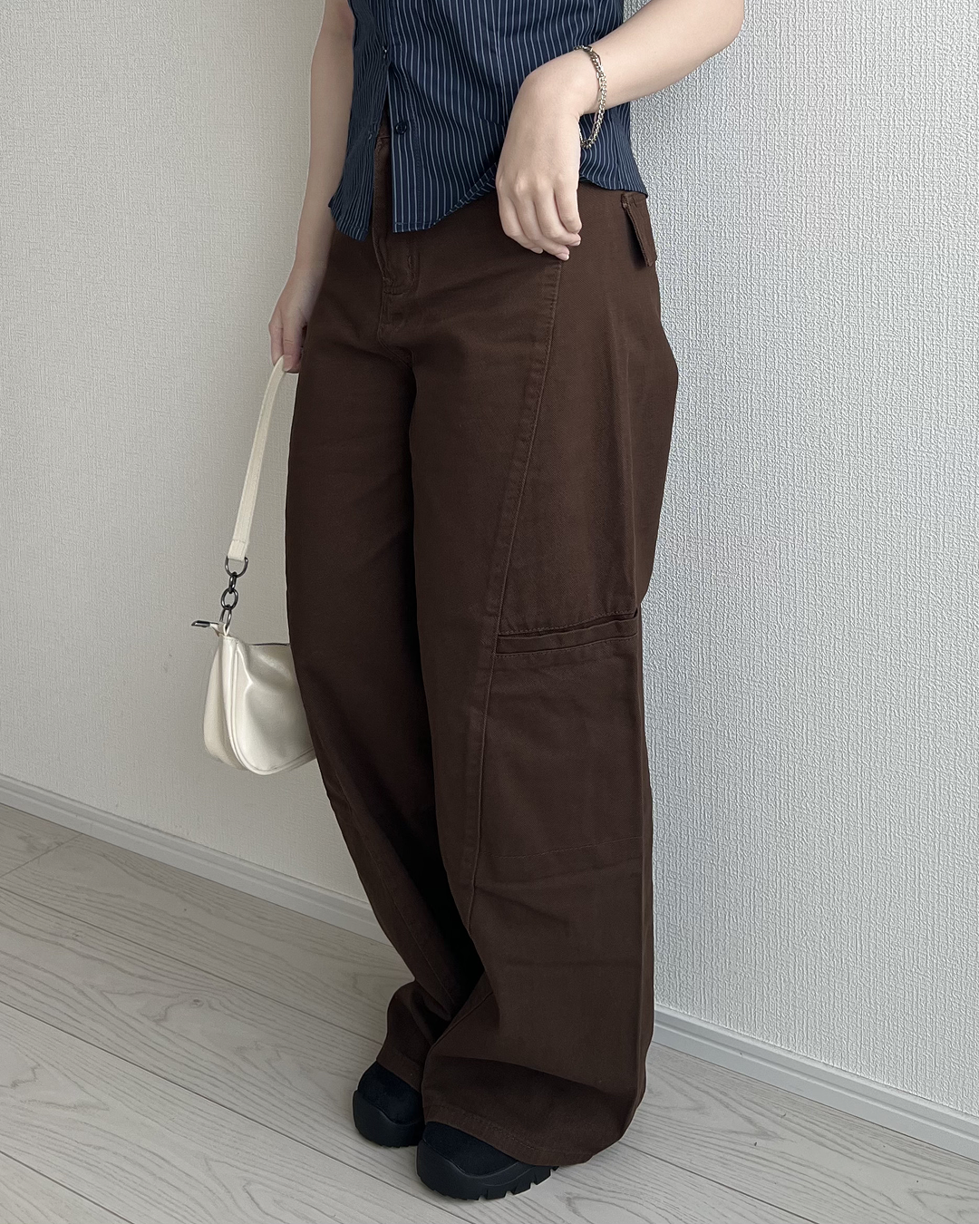 ブラウンドレープワイドレッグパンツ JN0059