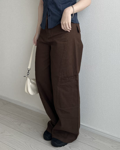 ブラウンドレープワイドレッグパンツ JN0059