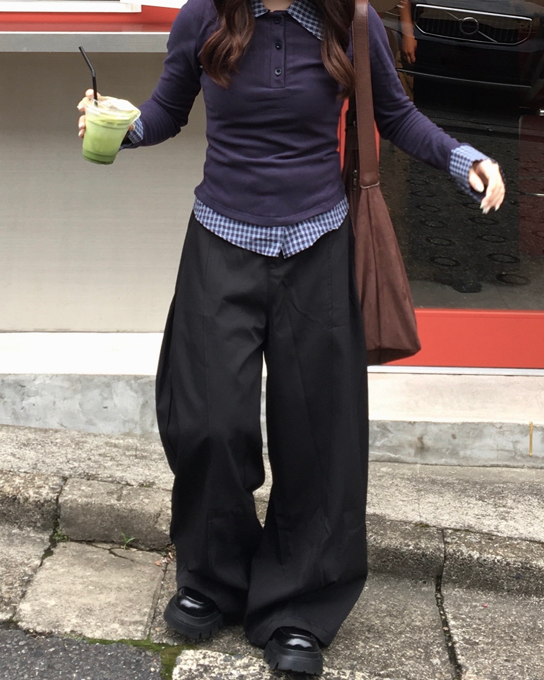 チェックレイヤードロングスリーブトップ JN0091