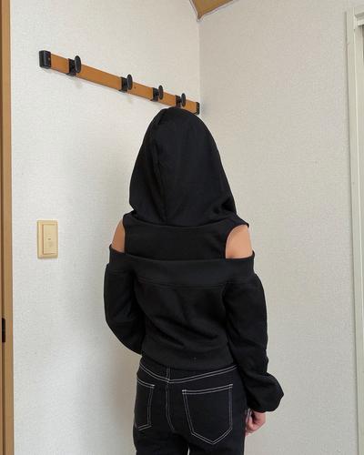 オープンショルダージップパーカー JU0038