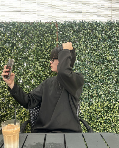 ボタンVネックワッフルロンT JV0001