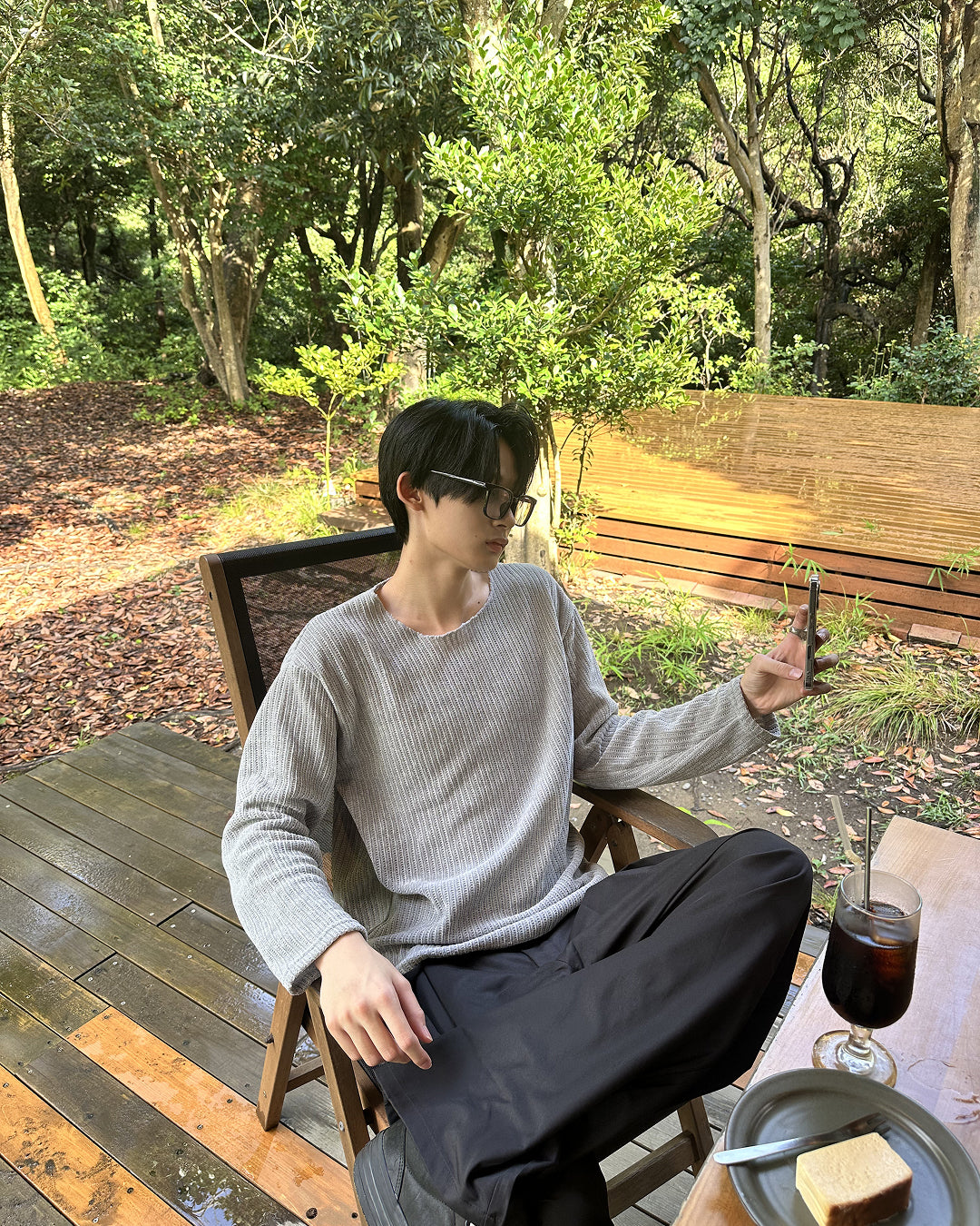 ラウンドネックワッフルロングスリーブ JV0003