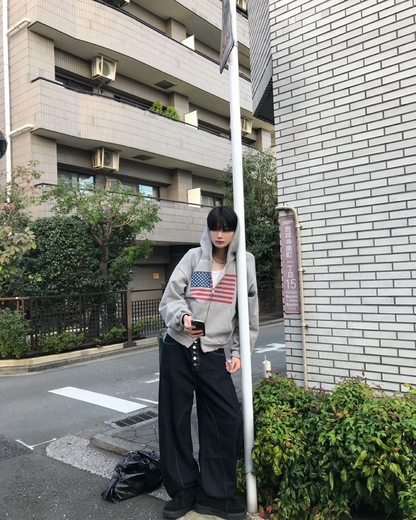ボタンフライデザインノンウォッシュワイドジーンズ JV0021