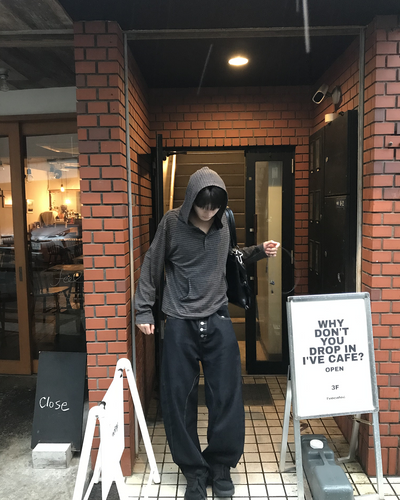 ボタンフライデザインノンウォッシュワイドジーンズ JV0021