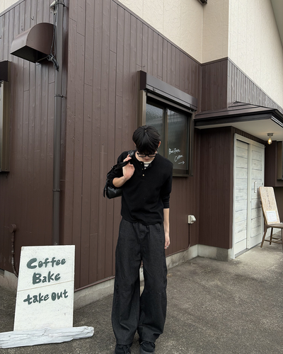 ブラックデニムバギーパンツ JV0043